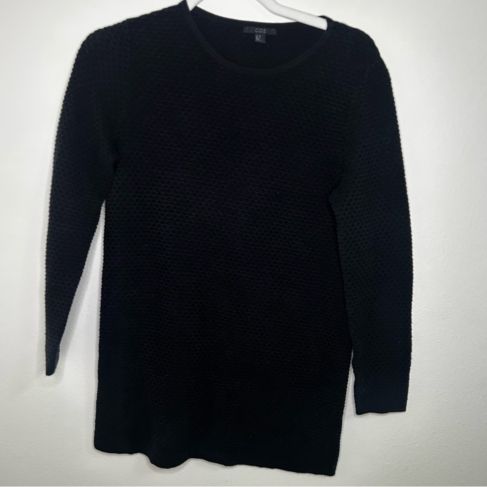 COS textured black long sleeve top